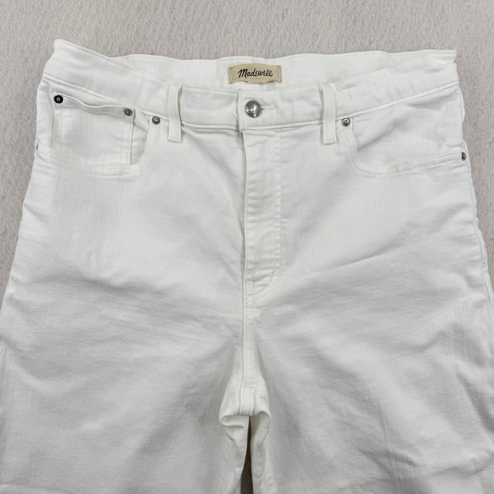 Madewell Flared Wide-Leg High Rise Jeans White Denim Raw Hem Size 32 (34x27)
